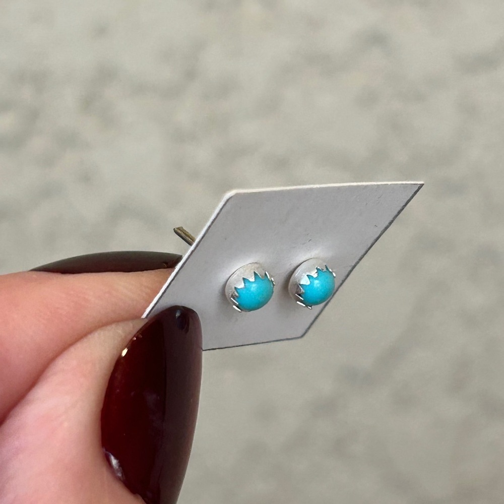 Artisan Turquoise Stud Earrings - Picture 2 of 5